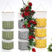 Lot de 3 sacs de rangement à suspendre au mur, sac de rangement empilable à 3 couches - Organisateur de poche large et étanche pour chambre à