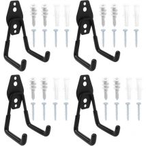 Lot de 4 crochets muraux pour garage - Charge lourde - Petit (68 mm) - Moyen (130 mm) - Grand (188 mm) - Crochets de rangement robustes pour