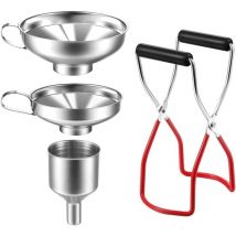 Lot de 4 entonnoirs en Acier Inoxydable pour Remplissage de confitures, avec poignée et lève-Verre pour transférer Les épices, Les liquides, Les