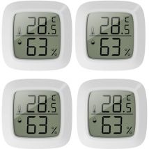Lntyq Lot de 4 mini thermomètres d'intérieur - Thermomètre hygromètre d'intérieur - Avec rafraîchissement rapide de 10 secondes - Mini LCD - Pour