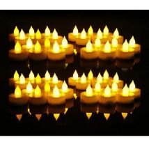 Lntyq Lot de 48 bougies LED, bougies chauffe-plat sans flamme, bougies à piles, décoration pour la Saint-Valentin, table, mariage, fête, anniversaire