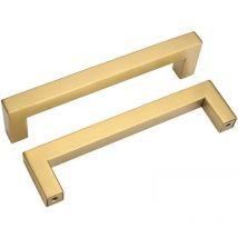 Lot de 5 Poignee Meuble Dorée Poignée Dorée Poignée de Meuble Cuisine Dorée - Poignee Doree Meuble Poignée Or Poignée Laiton Brossé Entraxe 128mm