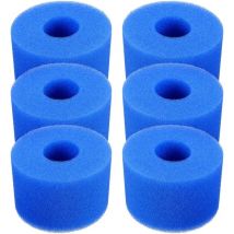 Lot de 6 cartouches de filtre de piscine réutilisables et lavables en mousse pour jacuzzi type S1 (bleu) - Lntyq