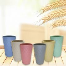 Lot de 6 gobelets en paille de blé, gobelets incassables 401-500 ml, gobelets à eau réutilisables, gobelets biodégradables respectueux de