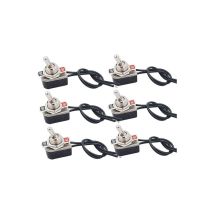 Lot de 6 interrupteurs à bascule professionnels, avec interrupteur à bascule en métal pré-câblé spst 2 positions on-off 2 broches pour voitures,