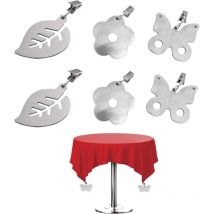 Lot de 6 Poids de Nappe en Acier Inoxydable, Pinces à Nappe argentées, Pinces à Nappe Papillon en Acier Inoxydable, Pinces à Nappe décoratives, pour