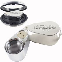 Loupe de Bijoutier 40X,Loupe Bijoutier avec Lumière,Loupe de Poche,Loupe Pliante en Métal pour Diamants, Bijoux, Pièces de Monnaie, Timbres, Le