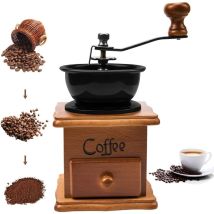 Lntyq - Moulin à café manuel, vintage,en bois vieilli avec réglage de l'engrenage réglable pour la maison, le bureau et les voyages