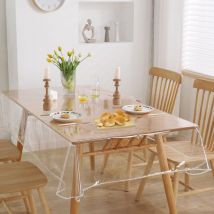 Nappe Transparente 220x140cm, Nappe de Table en pvc, Nappe Film de Protection pour Table, Imperméable Lavable et Résistante Nappe Rectangulaire