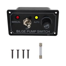 Panneau de commutateur de pompe de cale, panneau de commutateur d'alarme d'indicateur led 12V dc avec fusible, manuel/arrêt/auto, pour la marine de