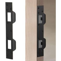 Plaque de réparation de serrure de porte, plaque de verrouillage robuste à double trou en métal pour renforcement de sécurité de porte (noir) - Lntyq