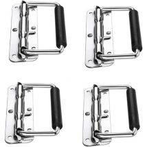 Poignée, 4 pièces poignées de valise pliables, poignée pliable à ressort, poignée pour valise, flight case, mallette à outils, mallette de camping,