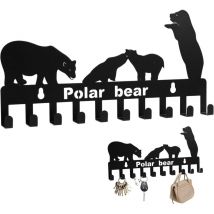 Porte Manteau Mural, Accroche Clef Mural Avec 10 Crochets Patere Clé Murale Design Ours Polaire Décoration Muraux en Métal Patère Pour Entrée Couloir