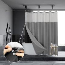 Lntyq Rideau de douche avec doublure à clip, rideaux de douche en polyester pour salle de bain, rideau de douche imperméable avec 12 crochets,