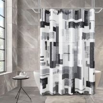 Rideau de douche noir et gris Rideau de douche noir et blanc pour salle de bain Ensemble de rideau de douche hydrofuge géométrique avec rideau de