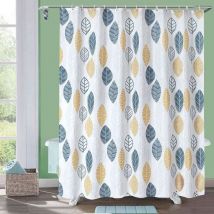 Rideau de Douche Rideaux de Salle de Bain,Plante Feuilles Géométrie Fleurs Motif Polyester Tissu Imperméable Rideau De Bain,180x180cm - Lntyq