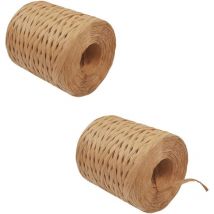 Ruban en Papier de Raphia 2 Rouleaux Raphia à Crocheter Raphia Papier Ruban de Raphia Kraft Ruban de Raphia Naturel Ruban de Raphia Corde de Papier
