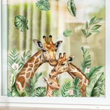 Lntyq Stickers Muraux Girafe Autocollant Mural Animaux Jungle Deco Stickers Chambre Enfants Bébé Salon Décoration