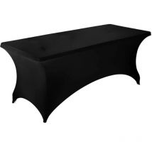 Stretch-Tischdecke [6 Fuß, 183 cm] Tischdecke aus Polyester und Spandex – maschinenwaschbar und knitterfrei (Schwarz) - Lntyq