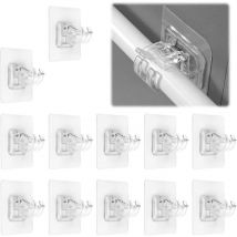 Support de Tringle à Rideau, Lot de 12 Support Rideau sans Percage Crochets, Support Tringle Rideaux, Porte-tringles de Montage Supports de Tringle
