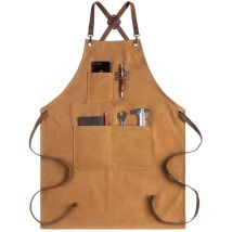 Tablier pour homme et femme, tablier en toile avec poches – Tablier de cuisine à dos croisé pour la cuisine au barbecue, la cuisine au barbecue, le