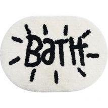 Tapis de salle de bain blanc et tapis ovale mignon petit tapis de bain pour salle de bain décor de salle de bain noir et blanc - Lntyq