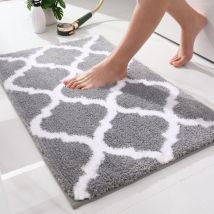 Tapis de salle de bain, tapis de bain en microfibre doux et absorbant, tapis de bain antidérapant à poils longs, lavable en machine, nettoyage à sec,