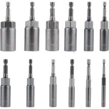 Visseuse Adaptateur Embouts Douille Hexagonale 1/4' 6-19mm pour Perceuse à Main, Tournevis Électrique, Clé à Douille(12 Pièces) - Lntyq