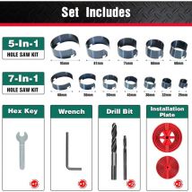 Hychika - Lochsägeset, Bohrer 7 Sägeringe und 5 Sägeringe für Holz, Gipskarton, Spanplatten Löcher bohren