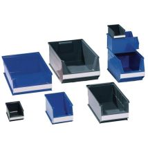Boîte de rangement – 350/300x210x200 mm – Polyéthylène bleu – Hauteur, Longueur, Largeur, Matières, Volume, Quantité par pack