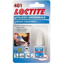Loctite 401, Adesivo Istantaneo Multiuso, Cianoacrilato A Polimerizzazione Rapida, Colla Universale Adatta A Materiali Porosi, 1 Flacone Da 5g
