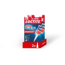 Loctite - Pack 2 unidades Superglue 3 Precision max Pegamento Adhesivo instantáneo de Precisión - Pegamento Cianocrilato de Boquilla Extra Larga para