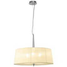 Inspired Mantra Loewe Loewe Single Pendant 3 Light E27, poliertes Chrom mit cremefarbenem Schirm