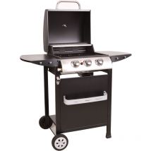 Lofoten 2 - Barbecue a gas 3 fuochi - Potenza 8,4 kW - 106,5x57,5x104,5cm - Cappa con termometro - 2 griglie in acciaio cromato, 2 ripiani laterali