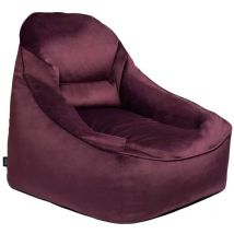 Velvet Bean Bag Armchair - High back Bean Bags Lounge - Large Bean Bag Chair - Gaming Bean Bag - Durable Pouffe - Aubergine - Loft 25