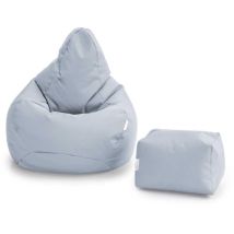 Loft 25 - Loft25 - Sillón puff con reposapiés, puf gaming para sala de estar, sillón puff para exteriores con respaldo alto y reposapiés, pufs