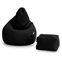 Loft 25 - Loft25 - Sillón puff con reposapiés, puf gaming para sala de estar, sillón puff para exteriores con respaldo alto y reposapiés, pufs