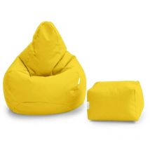 Loft 25 - Loft25 - Sillón puff con reposapiés, puf gaming para sala de estar, sillón puff para exteriores con respaldo alto y reposapiés, pufs