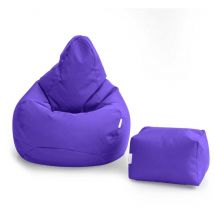 Loft 25 - Loft25 - Sillón puff con reposapiés, puf gaming para sala de estar, sillón puff para exteriores con respaldo alto y reposapiés, pufs