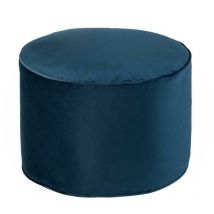 Loft 25 - Loft25 Redondo de Terciopelo Puff Pouf Taburete Puf Reposapiés para Interior - Pacífico