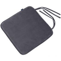 Loft 25 Chair Seat Pad with Secure Ties for Living Room, Soft Velvet Seat Cushion for Indoor, Non-Slip Chair Padding - Charcoal