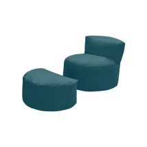 Loft 25 - Pouf de jeu avec repose-pieds pour salon, pouf d'extérieur à dossier haut pour Enfants avec repose-pieds, Poufs résistants à l'eau avec