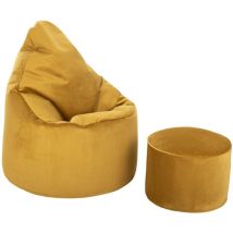 Loft 25 - Sitzsack und Fußhocker aus Samt für das Wohnzimmer, Sitzsack mit hoher Rückenlehne und Fußhocker, Gaming-Sitzsäcke für den Innenbereich mit