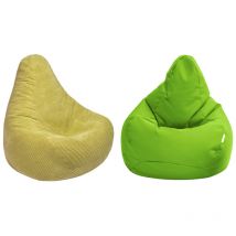 Loft 25 - Fauteuil Pouf de jeu pour salon, Deux Pouf Poire à dossier haut pour adultes, Inclinable Pouf Chaise avec remplissage de billes de