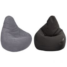 Loft 25 - Fauteuil Pouf de jeu pour salon, Deux Pouf Poire à dossier haut pour adultes, Inclinable Pouf Chaise avec remplissage de billes de