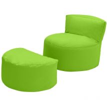 Loft 25 - Infantil Exterior Silla Puff Redondo con Respaldo Sillón Puf de Pera con relleno para Salon - Lima (Beanbag con Reposapiés)