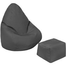 Loft 25 - Kids Gaming Bean Bag Chair and Footstool, Water Resistant Children poufs for Indoor Outdoor, High Back Gaming Bean Bag with Footrest - Dark