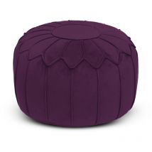 Loft 25 - Pouf d'intérieur, Pouf Pouf de luxe pour salon, Pouf en velours 45x27 cm avec rembourrage en perles, Pouf de jeu pour adultes - Aubergine