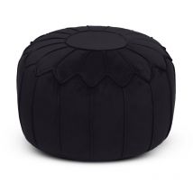 Loft 25 - Pouf d'intérieur, Pouf Pouf de luxe pour salon, Pouf en velours 45x27 cm avec rembourrage en perles, Pouf de jeu pour adultes - Noir