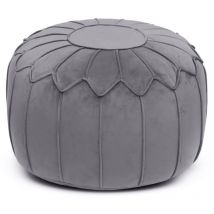 Loft 25 - Pouf d'intérieur, Pouf Pouf de luxe pour salon, Pouf en velours 45x27 cm avec rembourrage en perles, Pouf de jeu pour adultes - Ardoise